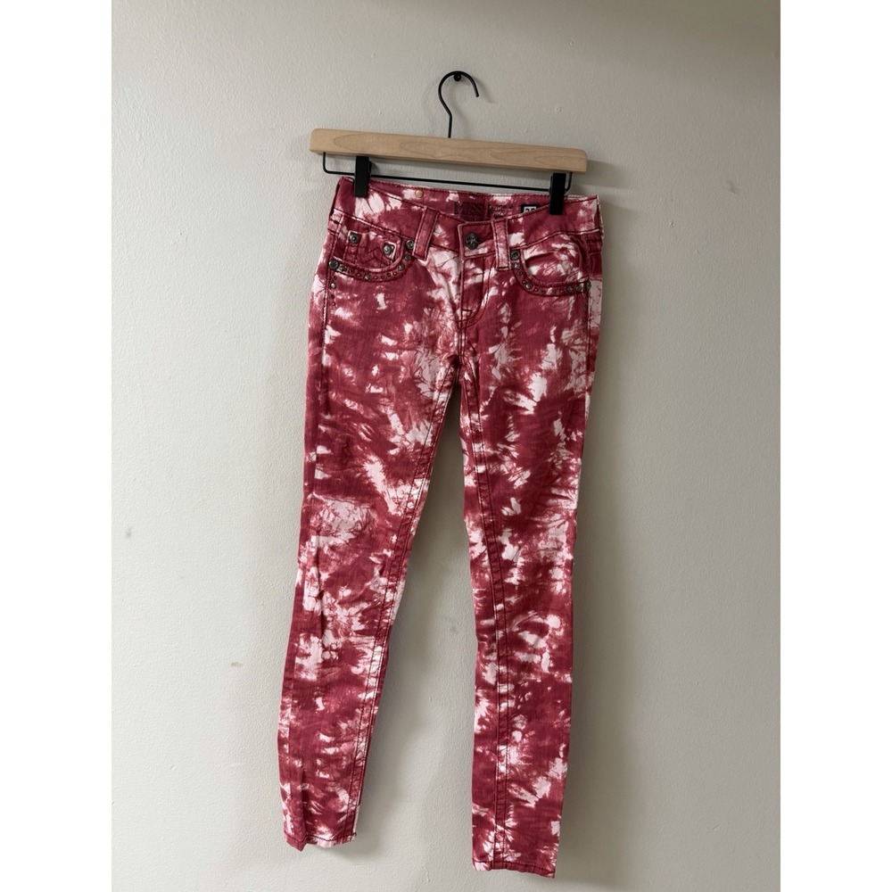 Miss Me JP5679S4 Skinny Women's Red Embellished Jeans Size 25 Inseam 31" - Picture 2 of 5